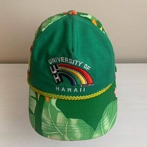 Vintage University of Hawaii Rainbow Warriors Green Floral Cap Sportcap